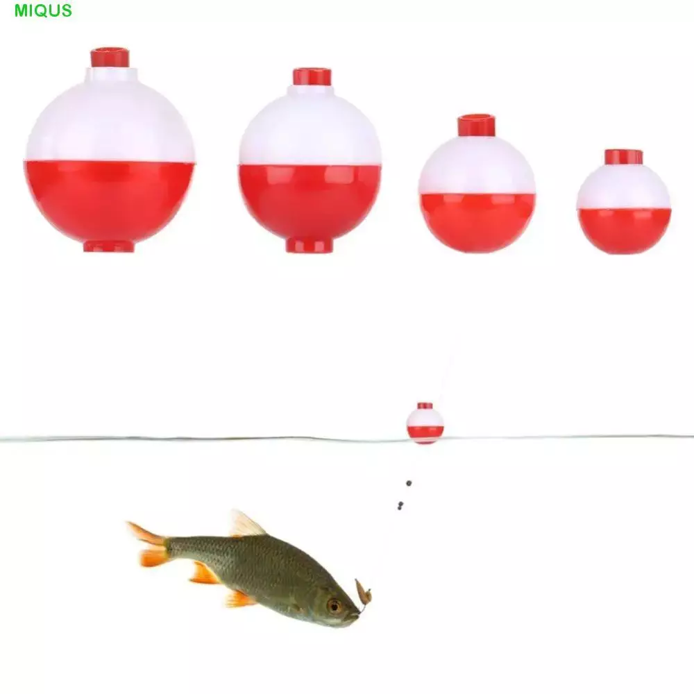 MIQUS Fishing Float Ball, Hard Plastic Red White Mini Fishing Bobber Floats Set, Fishing Round Buoy Float Ball Round Buoy Snap-On Fishing Floating Tool ผู้ที่ชื่นชอบการตกปลา