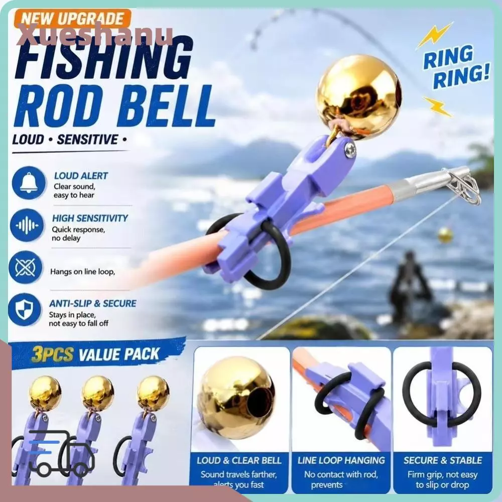 XUESEE 1/3/5PCS Rod Tip Fishing Alert, Anti-Corrion High Sensitivity Fishing Bite Alarm Bell, Non-Jam Line Secure Clip วัสดุโลหะผสม Clip-On Fishing Bell Night Fishing