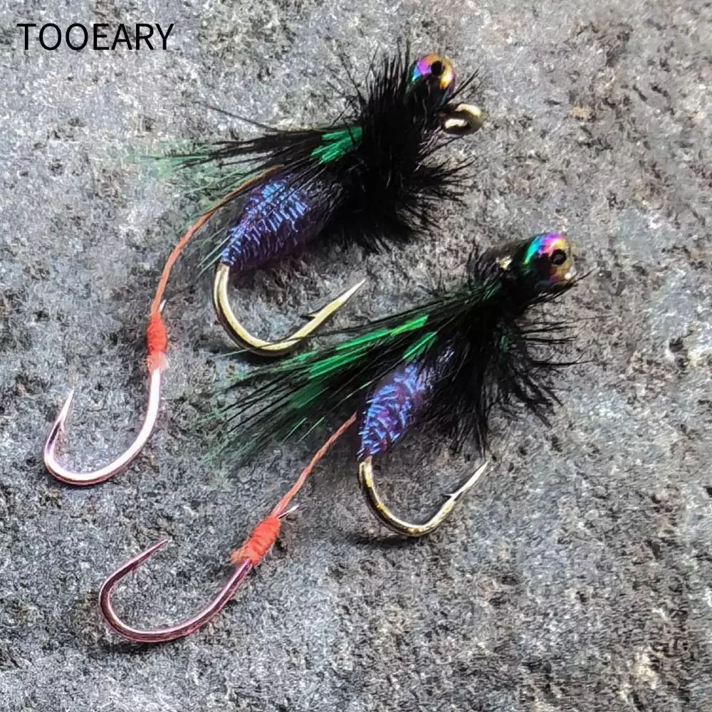 TAINAKARITSU 2 ชิ้น Bionic Fly Fishing Bait, Fly Fishing Hook Fly Fishing Lures Kit ปลาเทราท์จิ๊ก, ความคิดสร้างสรรค์ Spinner เหยื่อว่ายน้ําอุปกรณ์ตกปลา Fly Fishing