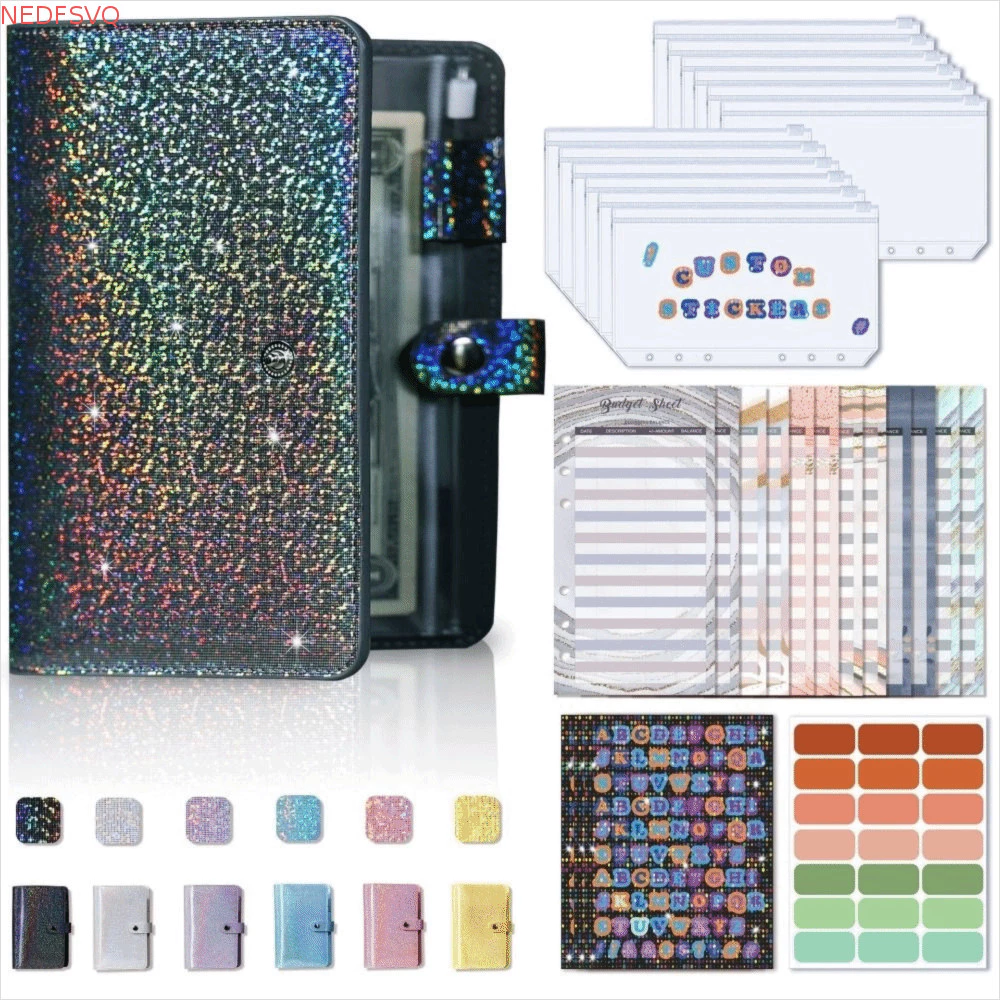 NEDFSVQ A6 Budget Binder,หนังนุ่ม 6 หลุมBinderกระเป๋าBudget Binder Planner, 12pcsซิปซองจดหมายกระเป๋าสตางค์BudgetingเงินเงินซองจดหมายBinder Budget Planner — ของมงคลหมวดการเงินและโชคลาภ