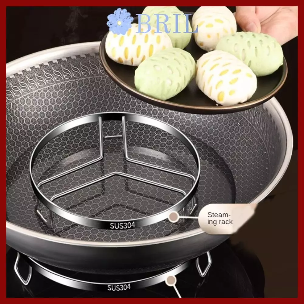 in stockBRIL Steamer Pan Rack, Round Multifunctional Kitchen Steamer Rack,สแตนเลสStackable Kitchen Tool