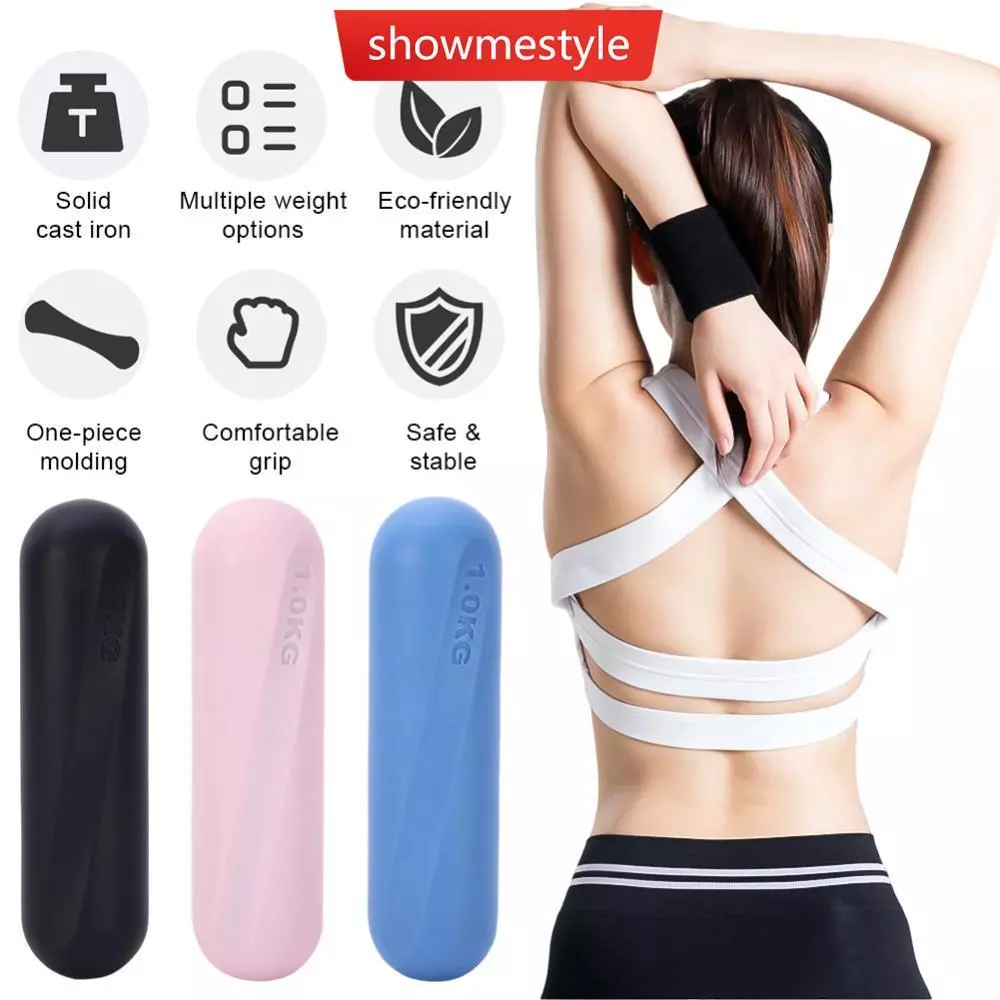 SES 1PC 1KG Solid Cast Iron Mini Dumbbell เคลือบซิลิโคน Anti-slip Anti-callus Dumbbell อุปกรณ์ออกกําลังกายที่บ้าน