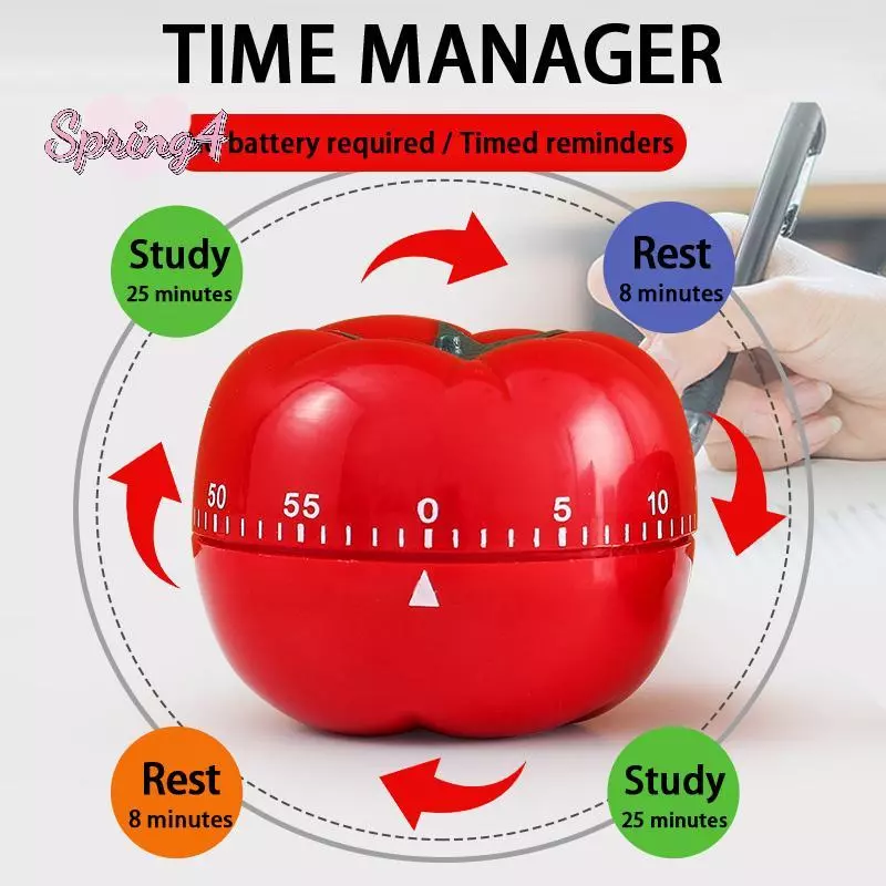 <Spring4> Tomato Timer Electronic Kitchen Reminder Pomodoro Mechanical Counting Alarm Kitchen Cooking Tool Game Timer Clo Nice