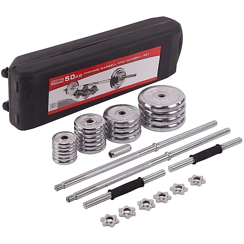 50KG DUMBBELL SET ชุดบาร์เบล และดัมเบลชุบโครเมียม เซท 50 Kg.