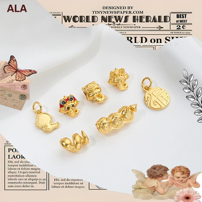💖ALA เครื่องประดับ DIY💖การเก็บรักษาสีที่แข็งแกร่งเวียดนามทรายทองราศีงูตราจี้การ์ตูนงูผ่านหลุม ตัวเว้นวรรค ลูกปัด เบนมิง ปีเครื่องประดับจี้อุปกรณ์เส[Pendant จี้/จี้สร้อยคอ ชาร์ม สร้อยคอ จี้สร้อย] — ของมงคลหมวดราศีและนักษัตร
