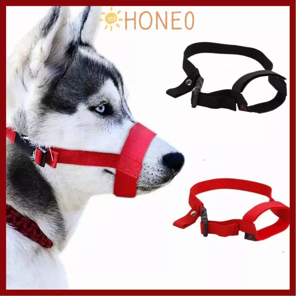 HONE Stop Barking Mouth Cover, Adjustable Anti-biting Dog Muzzle, Pet Supplies Breathable Soft Nylon Dog Straps Dog Straps Dog