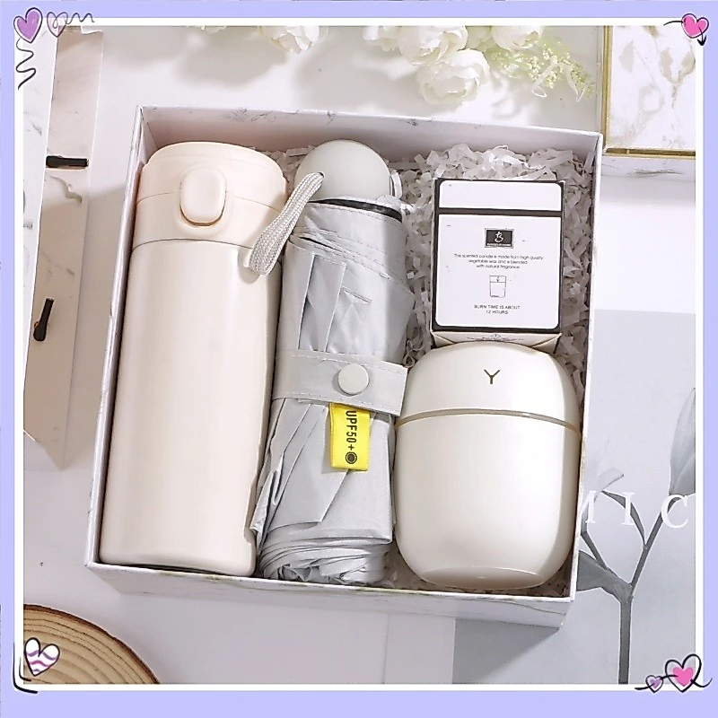 กล่องของขวัญธุรกิจสูง ชุดของขวัญสีขาว ถ้วยเทอร์โมส + ของขวัญเล็ก ๆ ต่าง ๆ ของขวัญวันหยุด ของขวัญสำหรับครอบครัวและครู — ของมงคลหมวดความรักและความสัมพันธ์