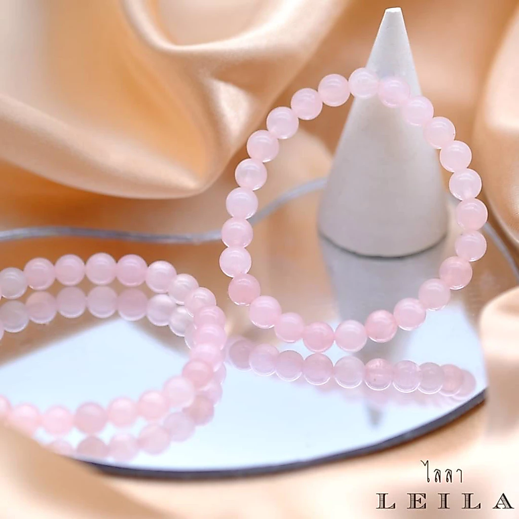 Leila Amulets กำไลหินสวยงาม (โรสควอตซ์) ขนาด 6 มิล — ของมงคลหมวดความรักและความสัมพันธ์