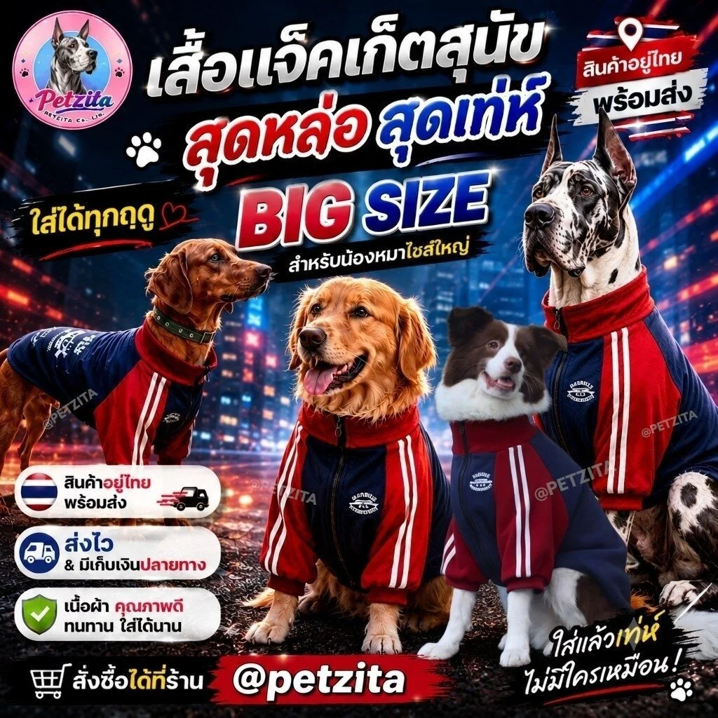 🇹🇭พร้อมส่ง🇹🇭 เสื้อแจ็ตเก็ตแฟชั่นสุดเท่ห์ เสื้อสุนัขพันธุ์ใหญ่ หมาพันธุ์กลาง หมาอ้วน สุนัข สัตว์เลี้ยง