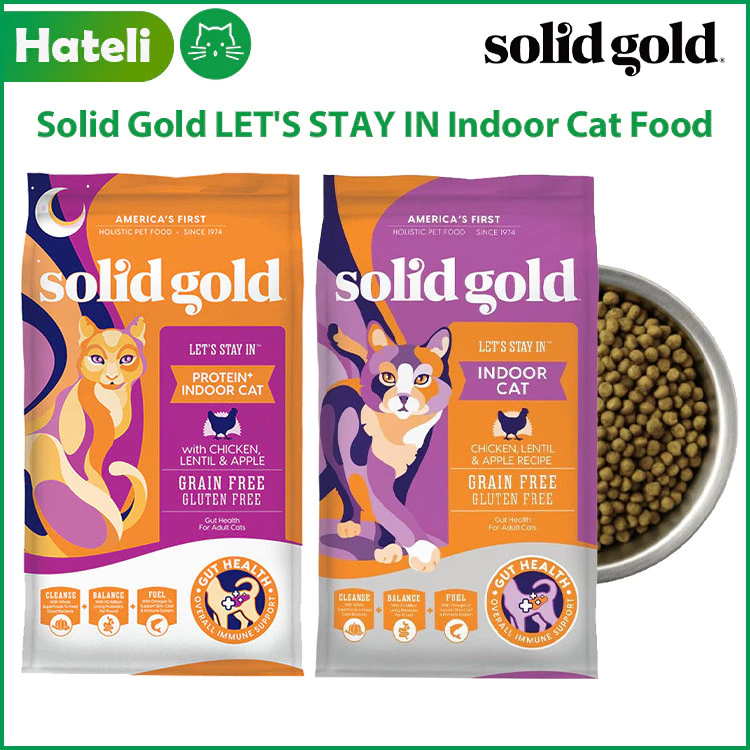Solid Gold Indoor Dry Cat Food - Grain Free & Gluten Free - Chicken Cat Food Dry Kibble สําหรับแมวในร่ม 5.44kg / 1.36kg