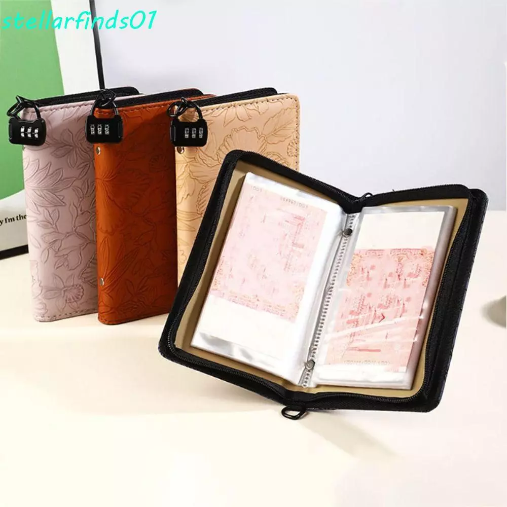 STELLARFENDS Budget Binder ที่มีการล็อค,กระเป๋าสตางค์เก็บออมคู่มือประหยัดเงิน Binder, Budget Planner PU หนังซองเงินสด Planner Organizer สํานักงานเครื่องเขียนอุปกรณ์ — ของมงคลหมวดการเงินและโชคลาภ