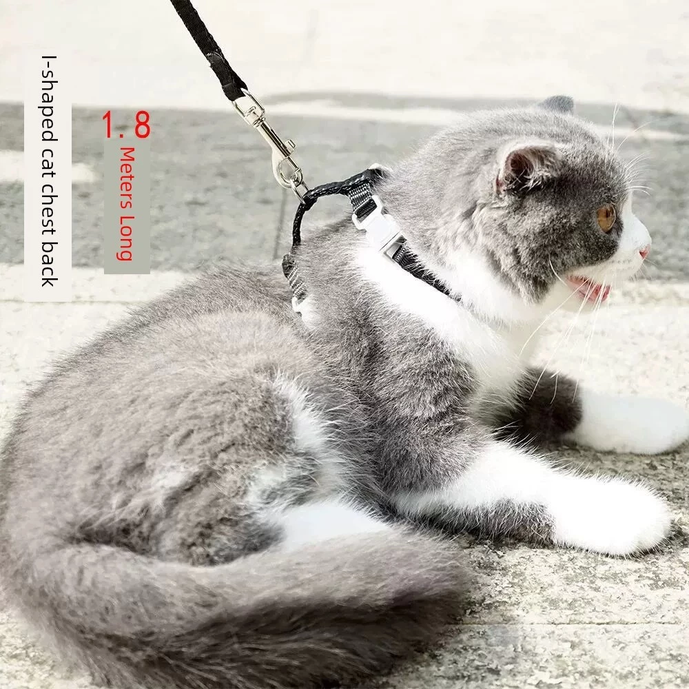 สายจูงแมวรัดอก สายจูงแมว petkit เกรดพรีเมี่ยม สายจูงแมว เชือกเดินแมว สายจูงแมว Anti-breakaway โซ่ลูกแมวเชือกแมวผู้ใหญ่รูปตัว I Outing Cat Walking Chain