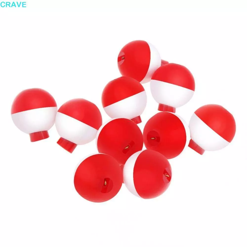 CRAVE 10PCS Fishing Float, ABSสีแดงและสีขาว Snap-on Fishing Floats, Fishing Tackle ปุ่ม Eva Hard Fishing Bobber ตกปลาทะเลจํานวนมาก