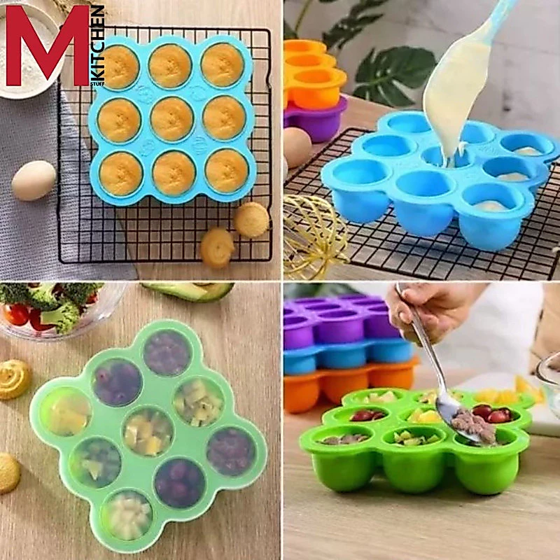 M KITCHEN บล็อคซิลิโคน แช่แข็ง รุ่นกลม 7/9 ช่อง บล็อคซิลิโคนเก็บอาหาร แม่พิมพ์ซิลิโคน พิมพ์เค้ก (A7)