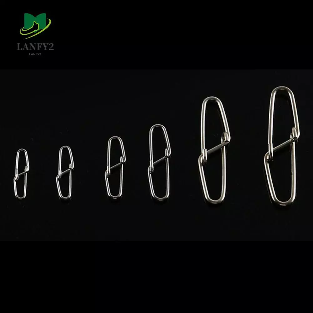 ALANFY 100PCS Fishing Swivel Snap, Double Buckle Design Not Damaging Fishing Line Fishing Lure Pin, Stainless Steel Smooth Not Easy Deformed Fishing Lure Connector ตกปลาทะเล