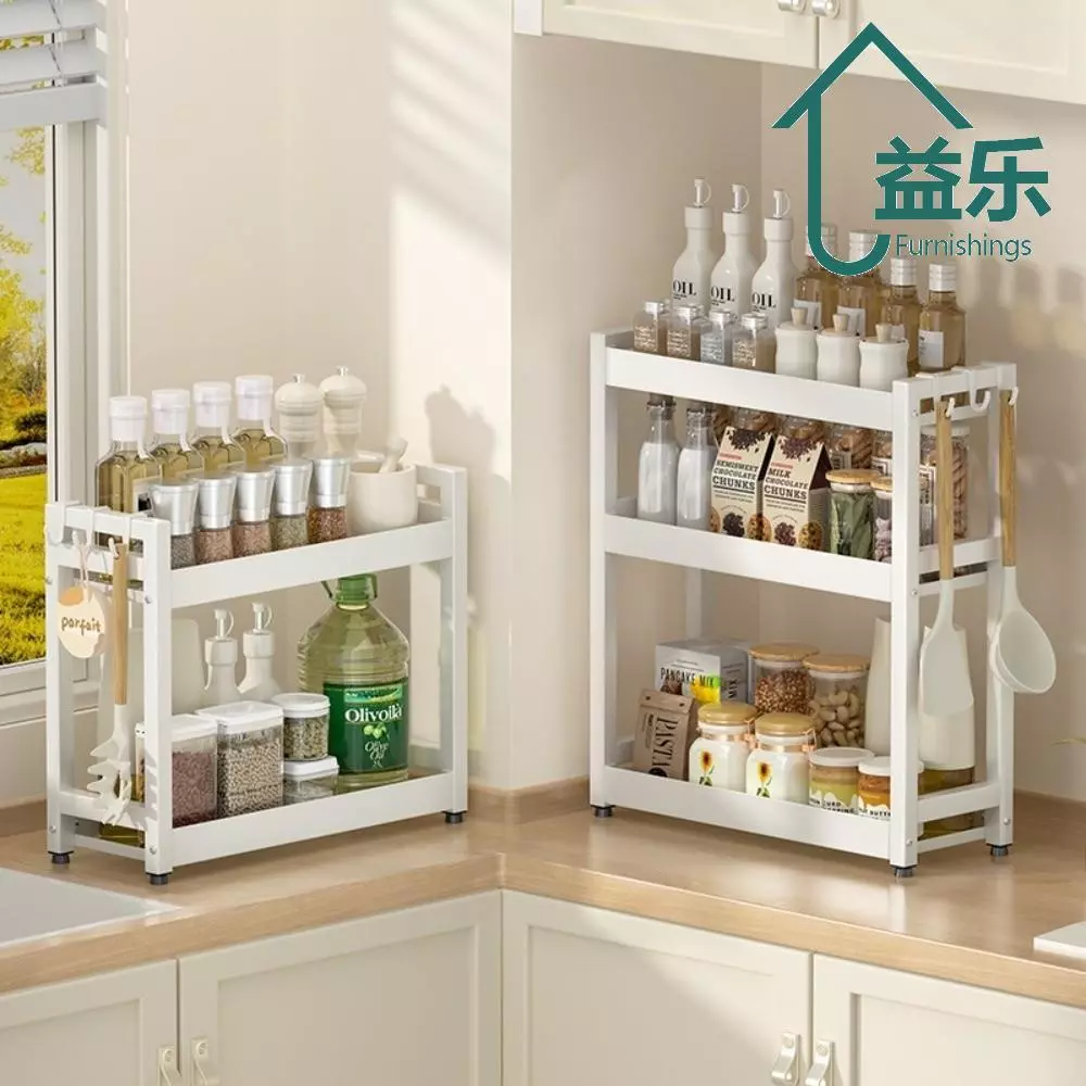 ANTINON ชั้นวางเครื่องเทศ, สแตนเลส 2/3 ชั้นห้องครัวเครื่องปรุงรส, Multi-Functional Kitchen Storage Rack Kitchen