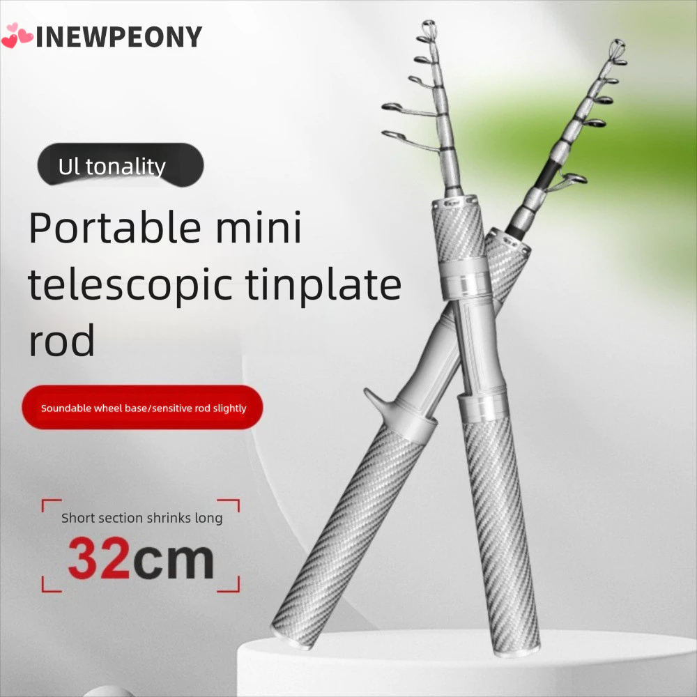 INEWPEONY ชุดเบ็ดตกปลา, Telescopic Glass Fibre Fishing Rod ชุดเต็มรูปแบบ, Travel Fishing Gear Spincast Fishing Reel Casting Rod Ultra Short Feeder Rod Combo Fishing