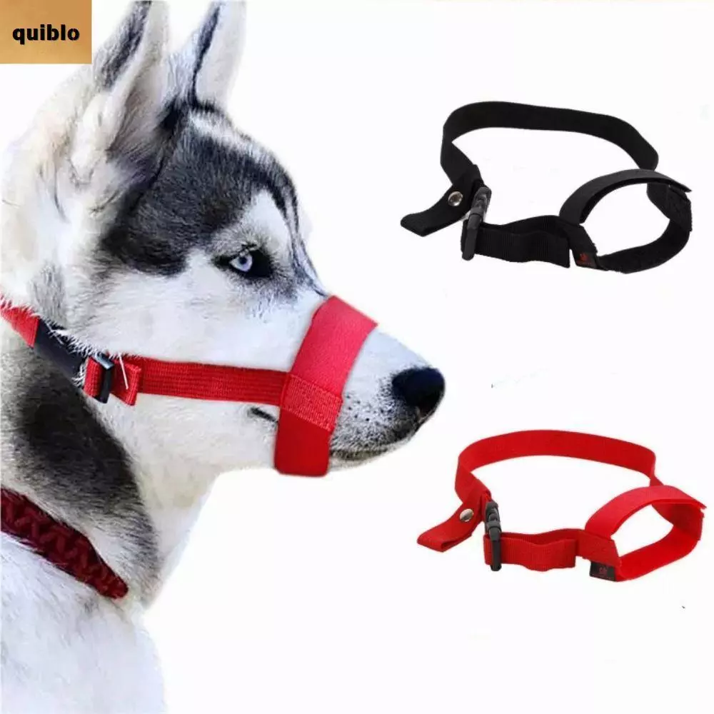 QUIBLO Stop Barking Mouth Cover, Breathable Soft Nylon Dog Muzzle, Pet Supplies Adjustable Anti-biting Dog Straps Dog Straps Dog