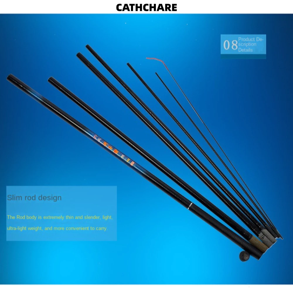 CATHCHARE294 ชุดเบ็ดตกปลา, Casting Rod แก้ว Fibre Fishing Rod ชุด, Travel Fishing Gear Telescopic 2.1 M-7.2 M คาร์บอน Fibre Fishing Pole Fishing