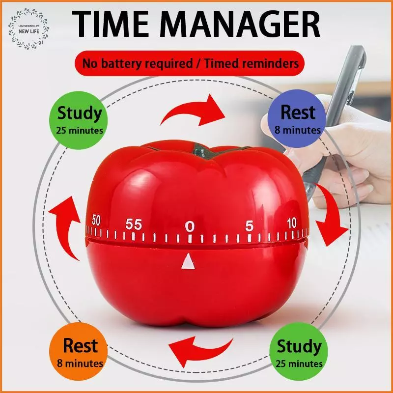 [LS] Tomato Timer Electronic Kitchen Reminder Pomodoro Mechanical Counting Alarm Kitchen Cooking Tool Game Timer Clo [PH]