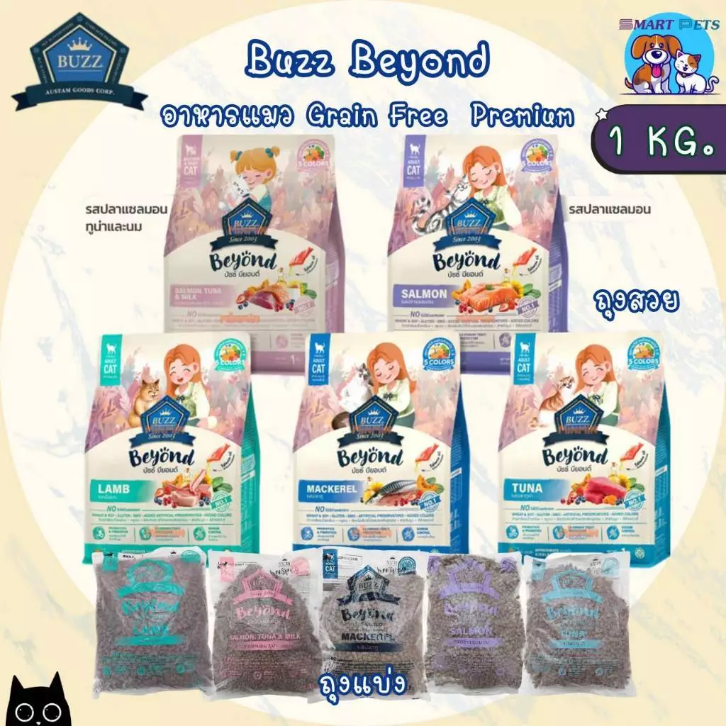 🍑 Buzz Beyond Cat 🐈 อาหารแมวบัซซ์ แบ่งขาย 1 kg. Premium Cat Food Gluten Free