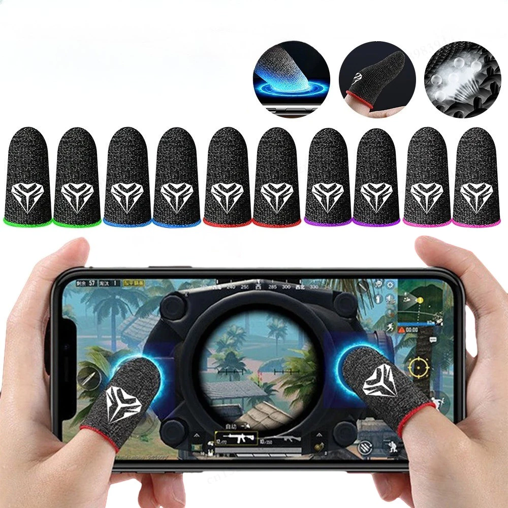 Finger Cots Gaming ถุงมือปลายนิ้ว Ultra-thin Breathable Sweatproof หน้าจอสัมผัส Gaming Finger Sleeves สําหรับ PUBG Mobile
