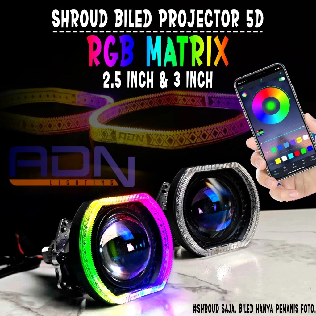 SHROUD ANGEL EYES RGB MATRIX 5D BMW Projector รุ่น BILED DMX minimalist 2.5 นิ้ว 3 นิ้ว By ADN รถมอเตอร์ไซด์