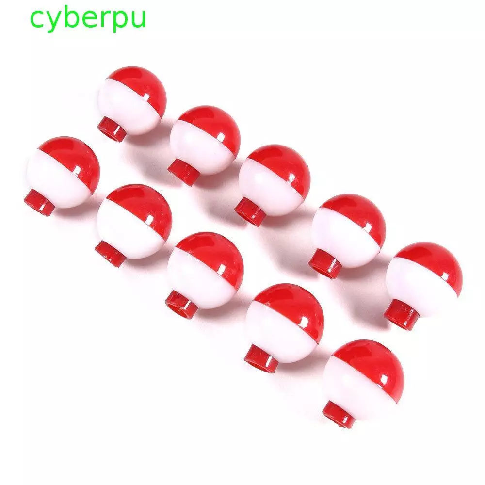 CYBERPULLSE Fishing Float Ball, Hard Plastic Red White Mini Fishing Bobber Floats Set, Float Ball Round Buoy Snap-On Fishing Floating Tool Fishing Tackle