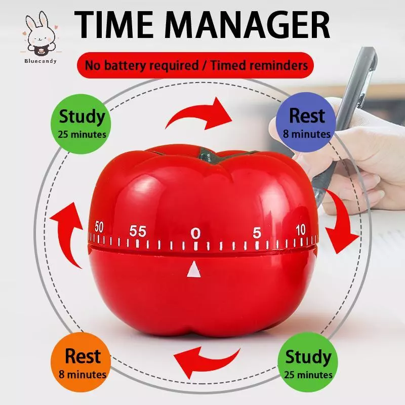 [Bluecandy] Tomato Timer Electronic Kitchen Reminder Pomodoro Mechanical Counting Alarm Kitchen Cooking Tool Game Timer Clo ใหม่