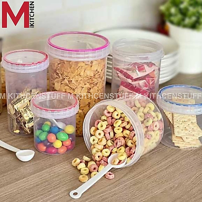 M KITCHEN กล่องถนอมอาหาร กล่องเก็บนมผม ใส่อาหารแห้ง Daily พลาสติก พร้อมช้อน ปิดสนิท (C3)
