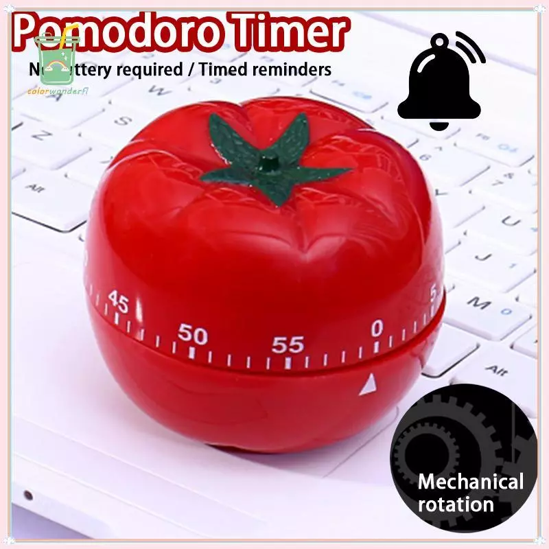 [สี] Tomato Timer Electronic Kitchen Reminder Pomodoro Mechanical Counting Alarm Kitchen Cooking Tool Game Timer Clo TH