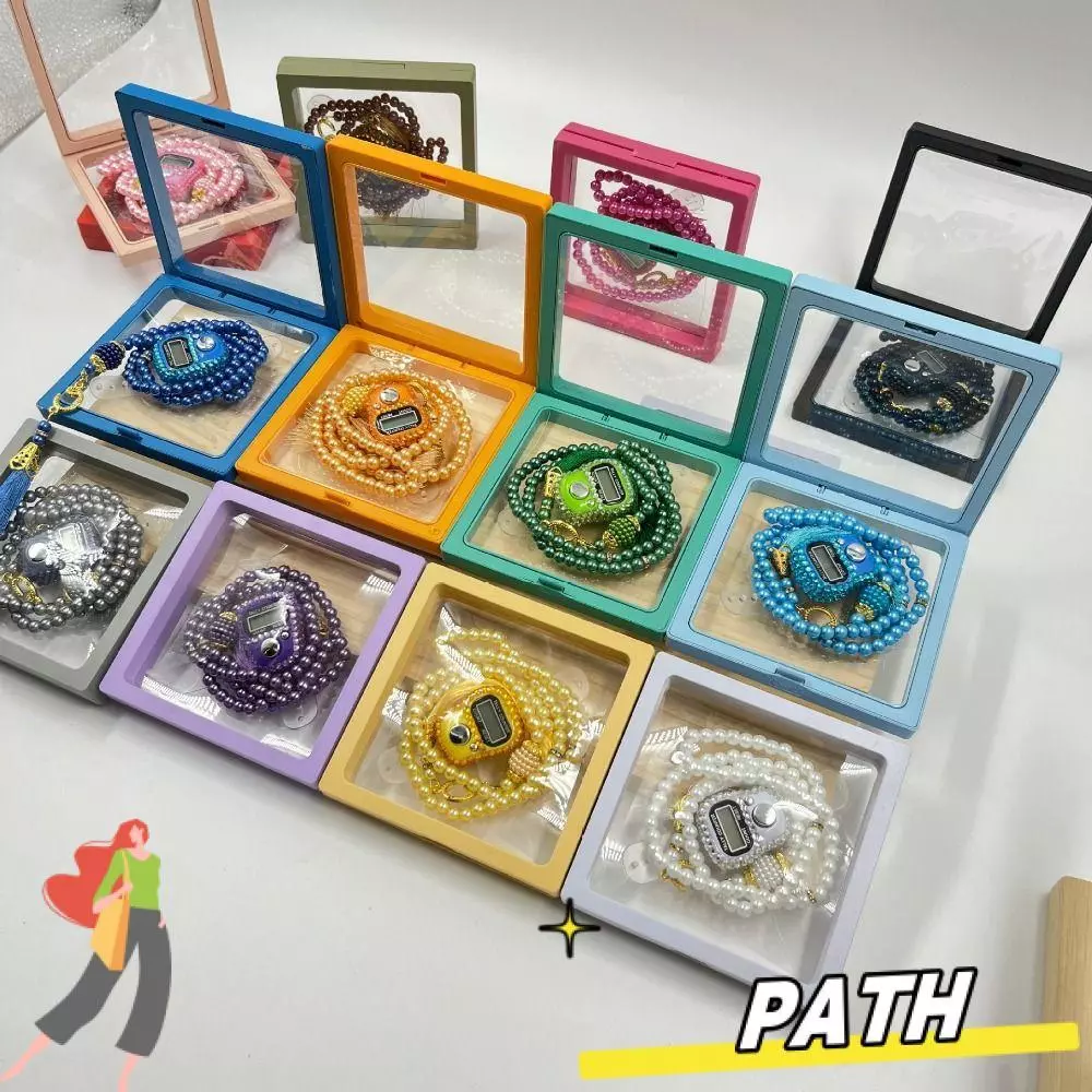 PATH 2 ชิ้น/กล่องลูกปัดอธิษฐาน, 99-สวดมนต์ Tasbih ลูกปัด 2 ชิ้นชุดกล่องของขวัญสวดมนต์, ชุดของขวัญเลียนแบบ Pearl Finger เครื่องคิดเลขรีเซ็ต Hajj Umarh ชุดของขวัญมุสลิมสวดมนต์ — ของมงคลหมวดพิธีและความเชื่อ