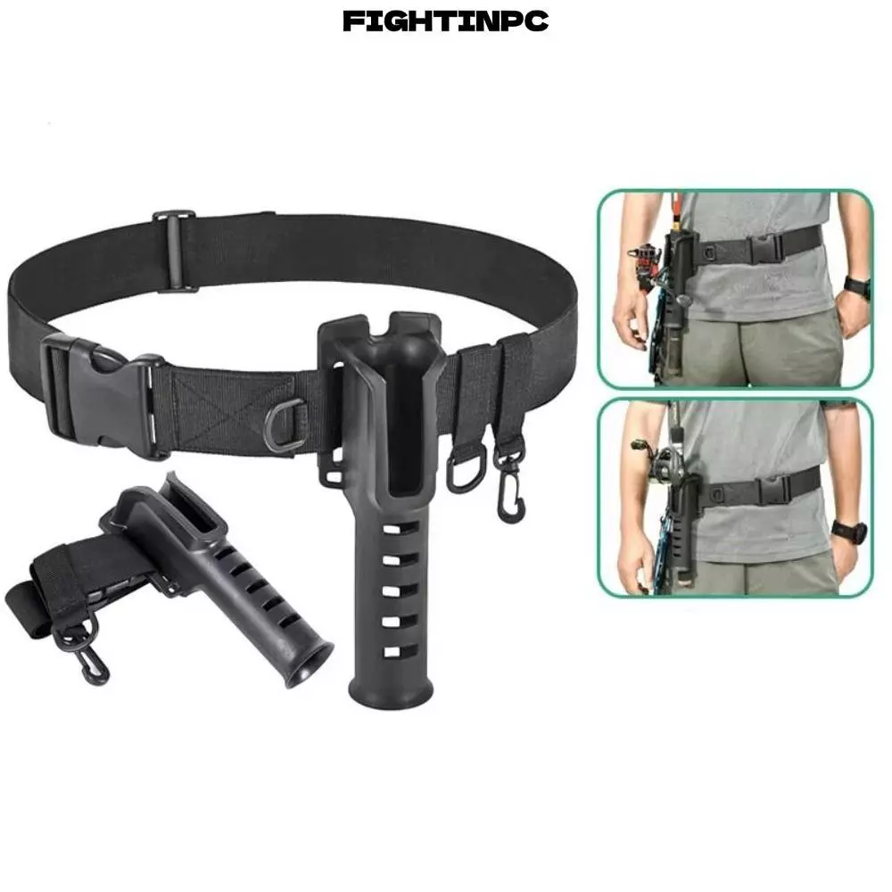 FIGHTINPC Wading Belt, Wader Strap Hanging Buckle Fishing Rod Belt Holder, Fishing Gear Adjustable Lure Fishing Rod Insting Casting Fishing
