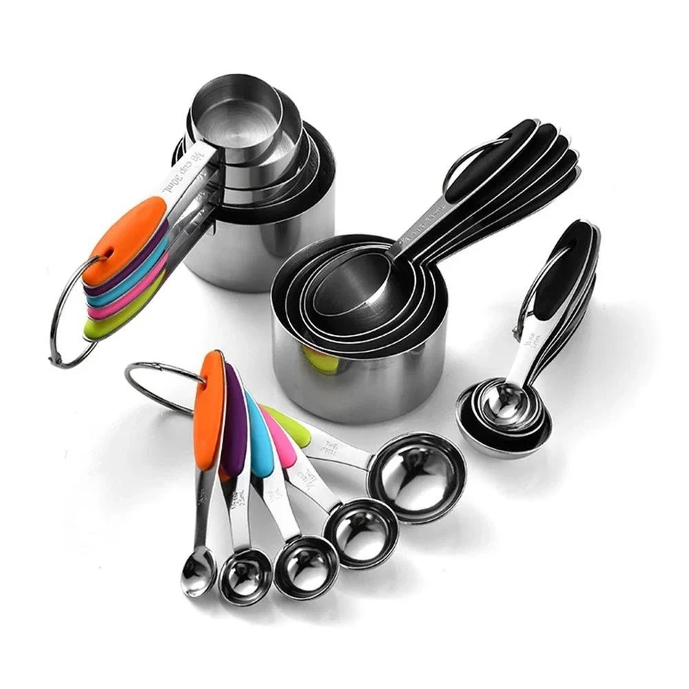 5/10Pcs Stainless Steel Measuring Cups And Spoons Set Kitchen For Baking Cake Cooking Making Measuring Kitchen Tools