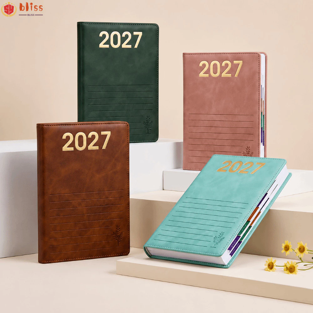 BLLISS 2027 Schedule Planner, Habit Tracker Reference ปฏิทินรายวัน Planner, ปฏิบัติ A5 เค้าโครงปฏิทินเย็บ-Edge Cover Habit Tracking Planner การวางแผนธุรกิจ — ของมงคลหมวดไลฟ์สไตล์และของขวัญ