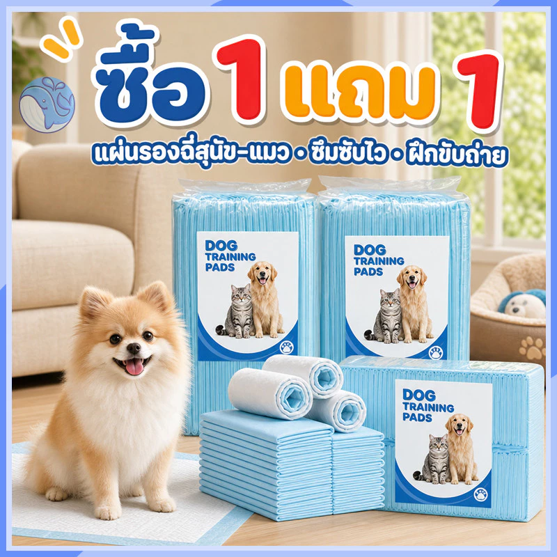 ซื้อ 1 แถม 1!! แผ่นรองฉี่สุนัขและแมว ซึมซับได้ดี ต่อต้านแบคทีเรีย กักเก็บกลิ่น กันรั่วซึม ช่วยฝึกขับถ่าย เปลี่ยนง่าย