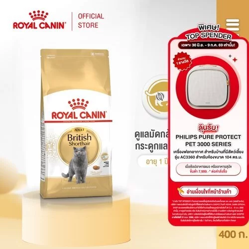 Royal Canin British Shorthair Adult400g อาหารเม็ดแมวโตพันธุ์บริติช ชอร์ทแฮร์อายุ12เดือนขึ้นไป(Dry Cat Food, โรยัล คานิน)