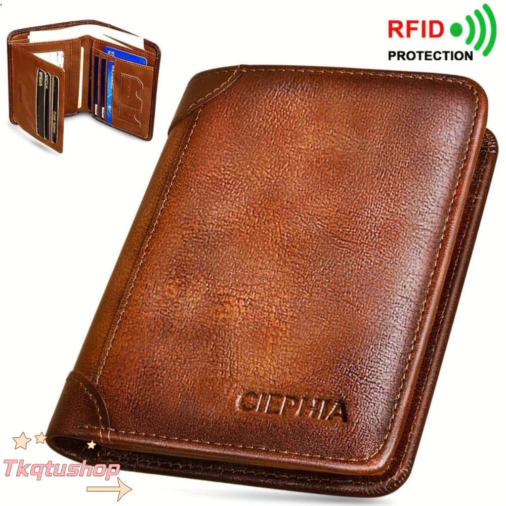 IMIHAN1 1 ชิ้น Trifold กระเป๋าสตางค์, PU หนัง Vintage Men กระเป๋าสตางค์, บาง RFID Blocking Multi-functional ID ผู้ถือบัตรเครดิต — ของมงคลหมวดสีมงคล