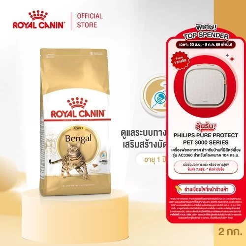 Royal Canin Bengal Adult 2kg อาหารเม็ดแมวโต พันธุ์เบงกอล อายุ 1 ปีขึ้นไป (Dry Cat Food, โรยัล คานิน)