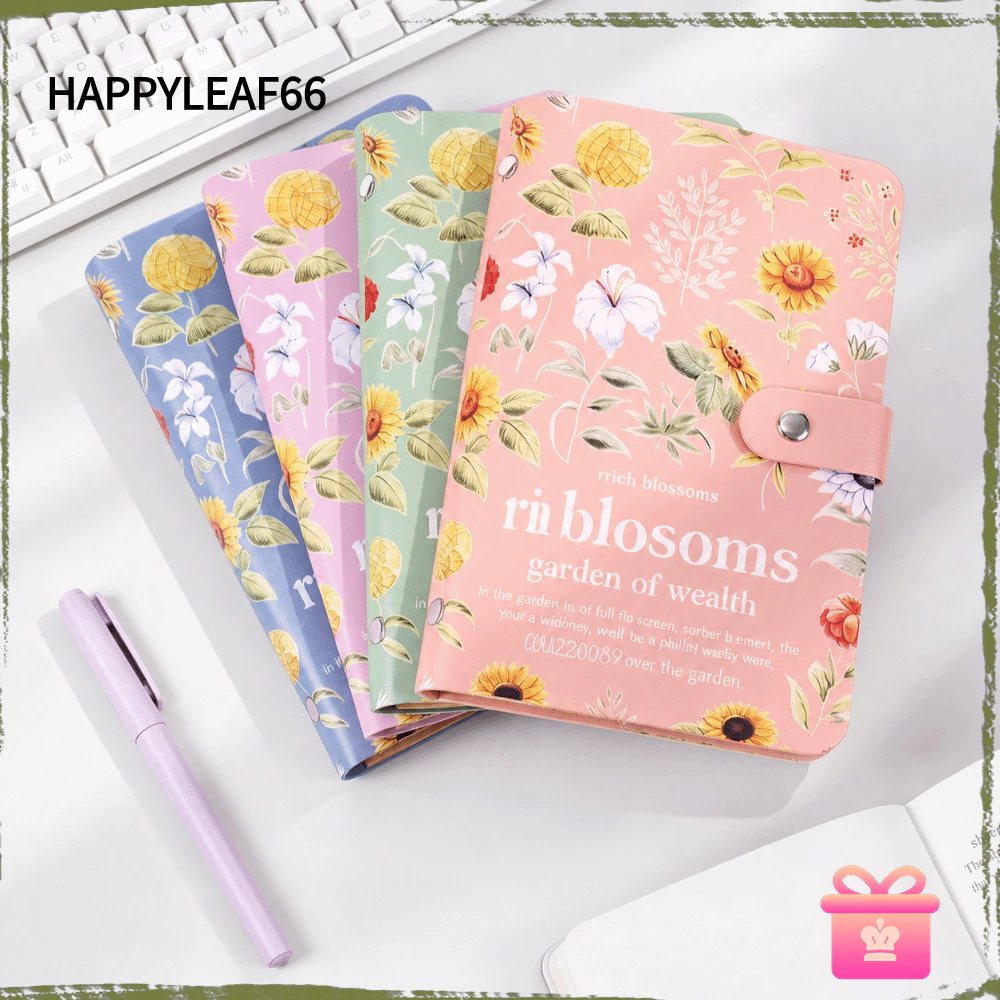 HAPPYLEAF66 เงินสด Budget Binder, ดอกไม้ดอกทานตะวันพิมพ์ A6 เงินประหยัดกระเป๋าสตางค์, Creative กระเป๋าสองด้านแบบพกพาเงินสด Budget หนังสือออมทรัพย์ Budget Planner — ของมงคลหมวดการเงินและโชคลาภ