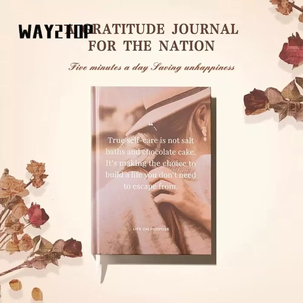 WAY2TOP Gratitude Journal A5 Notebook, หน้าด้านในสีสันสดใสพร้อมสมุดโน้ตการดูแลตัวเอง Refl, หนังสือ A5 Agenda สําหรับของขวัญนักเรียน — ของมงคลหมวดไลฟ์สไตล์และของขวัญ
