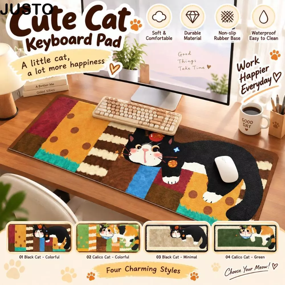 JUSTO คีย์บอร์ด Mice Mat, Writing Mat แผ่นรองเมาส์ยางกันลื่น, อุปกรณ์เสริมสําหรับเล่นเกมล็อคขอบขนาดใหญ่โต๊ะคอมพิวเตอร์ Protector Home