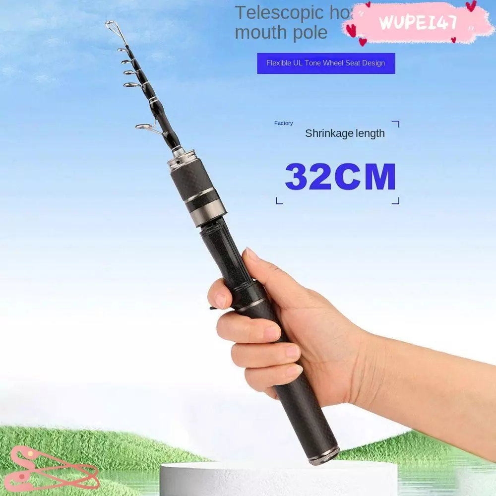 WUPEI47AD เบ็ดตกปลาครบชุด, Spincast Fishing Reel Casting Rod ชุดเบ็ดตกปลา, Travel Fishing Gear Ultra Short Glass Fibr 1.5m-1.8m Fishing Pole Fishing