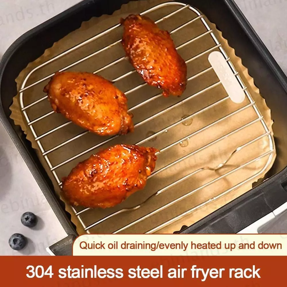 EBINLANDS หม้อปรุงอาหาร, Thicken Round Square Air Fryer Rack, ทนทาน 304 สแตนเลสพร้อมเท้า BBQ Home Kitchen เตาอบ Steamer Cooker