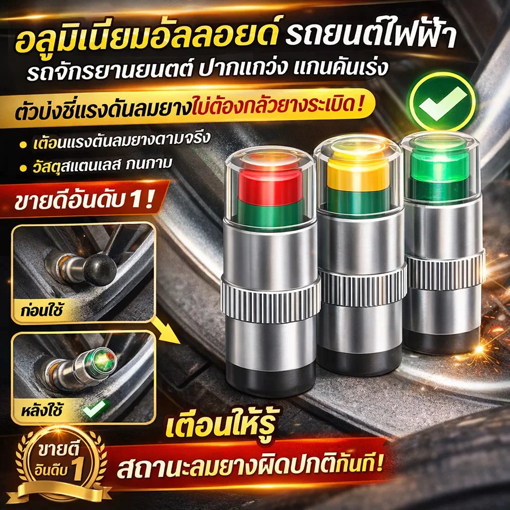 【ป้องกันสนิม/กันรั่ว/อะลูมิเนียม】ฝาครอบวาล์วลมยางรถยนต์ Car Accessories/อุปกรณ์ลมยาง/ของแต่งรถ/アクセサリーรถยนต์/ป้องกันฝุ่น