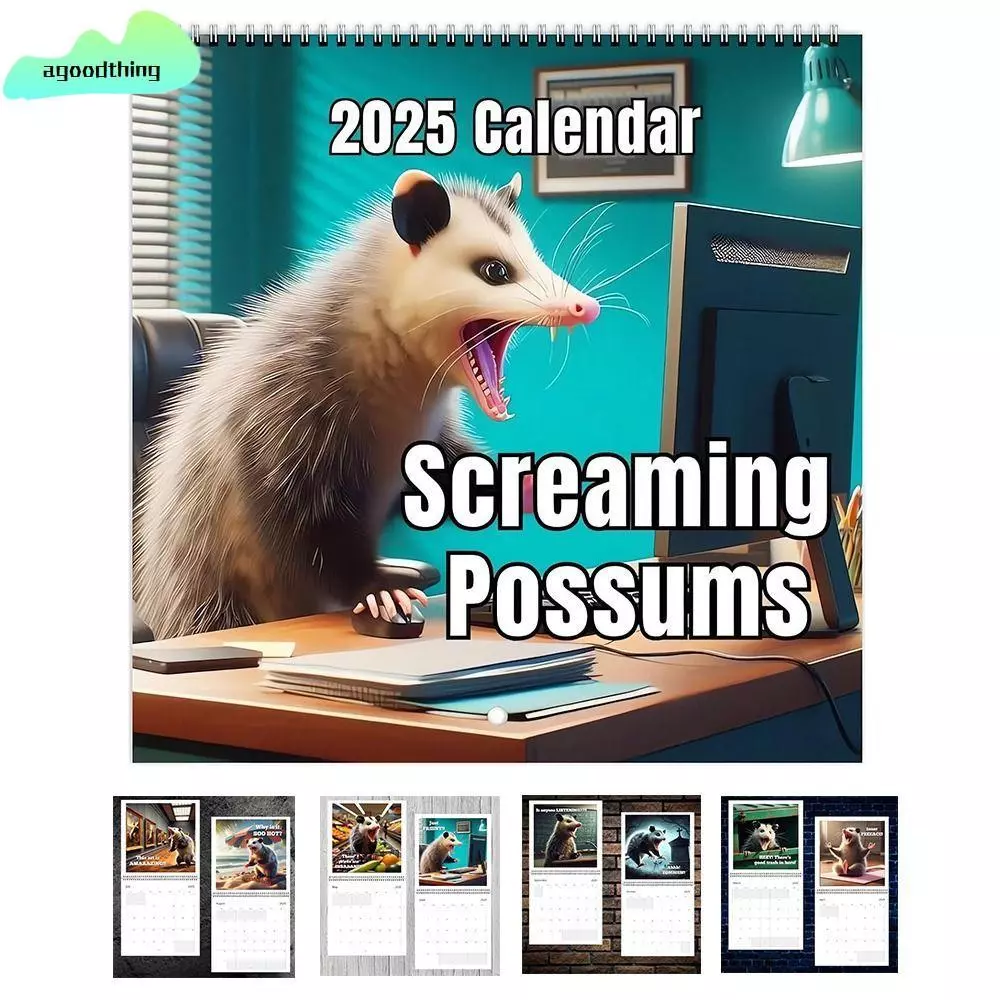 AGOODTHING 2025 ปฏิทินผนัง, ตลกกระดาษหนา 2025 กรีดร้อง Possums ปฏิทิน, Hot Wall กรีดร้อง Possums 12 เดือน Planner สําหรับ Possum สัตว์คนรักผู้หญิงผู้ชาย — ของมงคลหมวดฤกษ์และวันมงคล