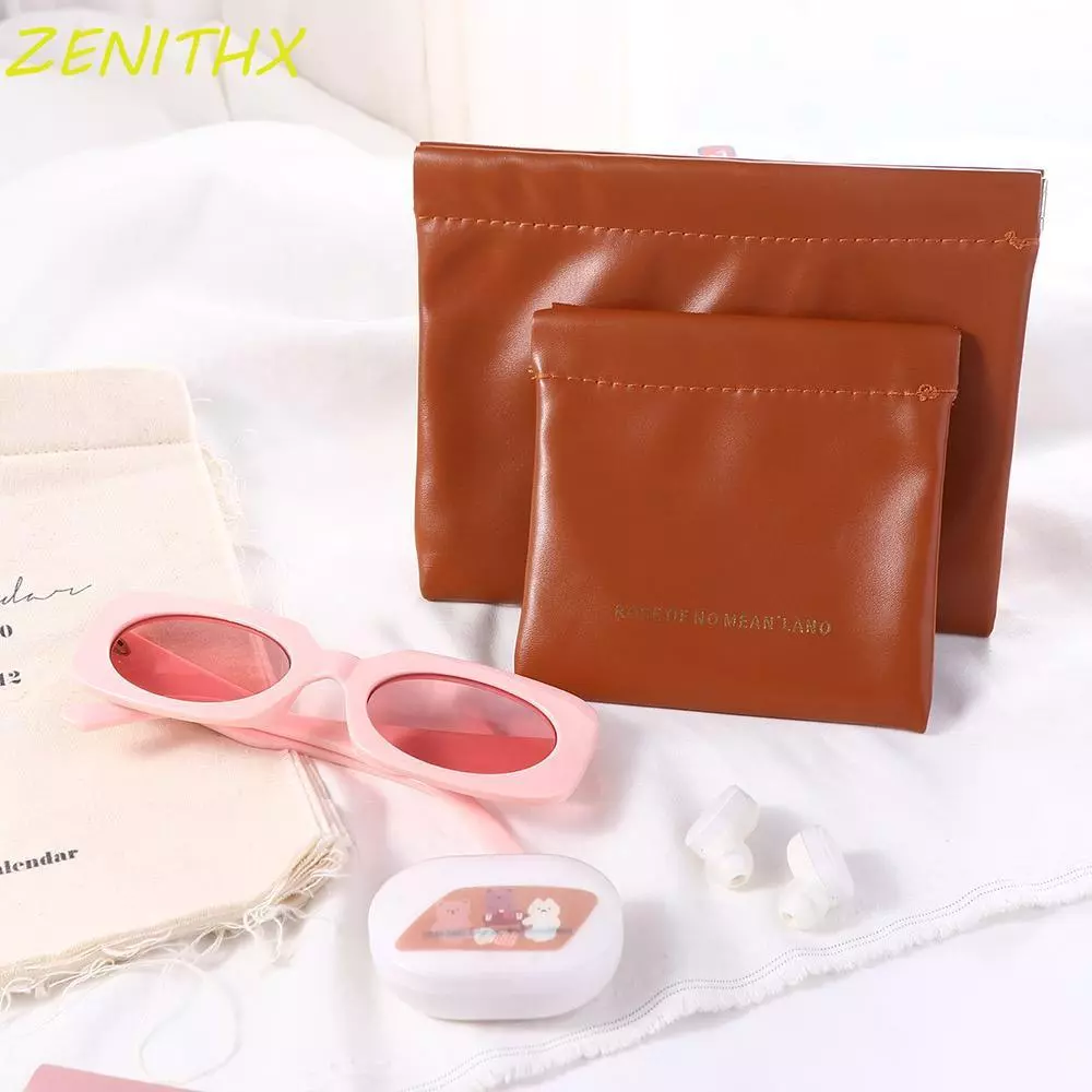 Zenithx กระเป๋าฤดูใบไม้ผลิขนาดเล็กต่างหูสร้อยคอกระเป๋า Casual PU หนัง Self-closing กันน้ําพีชเงินกระเป๋า Key Case กระเป๋าผ้าอนามัยกระเป๋าเก็บผู้หญิงเปลี่ยน — ของมงคลหมวดการเงินและโชคลาภ