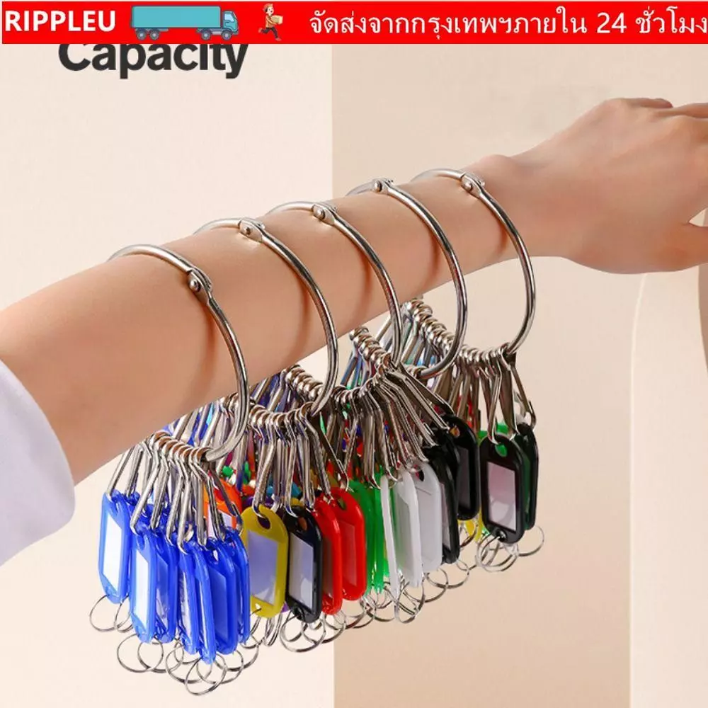 RIPPL 10/20/30/40 ชิ้นแท็กกุญแจ,หน้าต่างโปร่งใสพร้อมแผ่นตัวเลขแหวนกุญแจ,ชื่อกระเป๋าเดินทางพลาสติกโลหะแยกแหวนพวงกุญแจอุปกรณ์เช่า — ของมงคลหมวดเลขมงคล