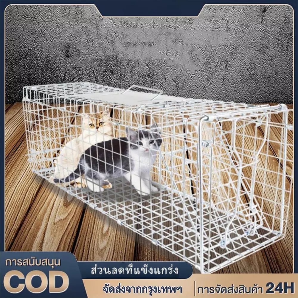 กรงดักแมว เหล็กเส้นชุบกาวาไนท์กันสนิม สามารถพับได้ จับแมวจรจัด จับแมว ดักจับแมว ดักจับแมวจร