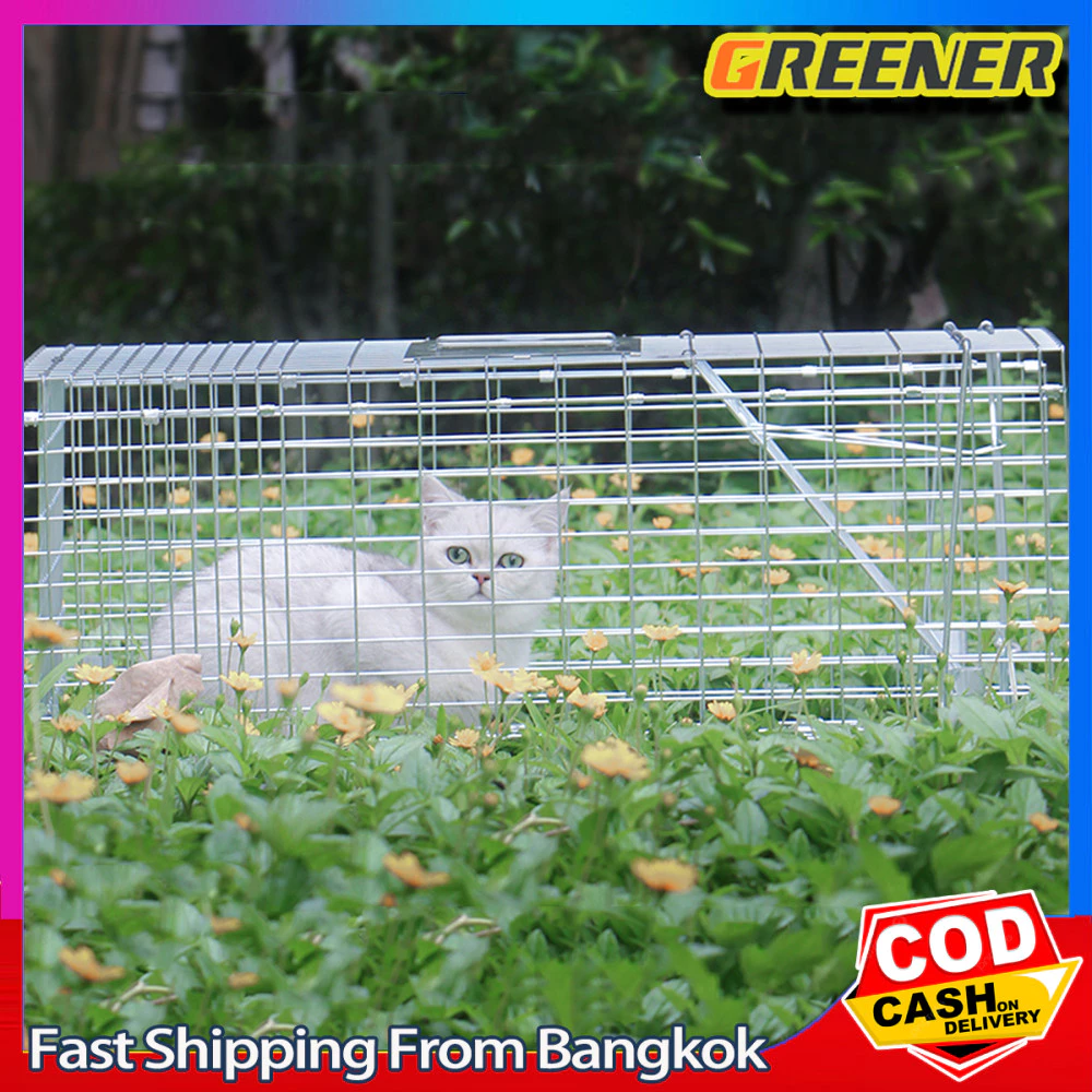 Greener กรงดักแมวCat Trap Size XL เหล็กเส้นชุบกาวาไนท์กันสนิม สามารถพับได้ จับแมวจรจัด จับแมว ดักจับแมว ดักจับแมวจร